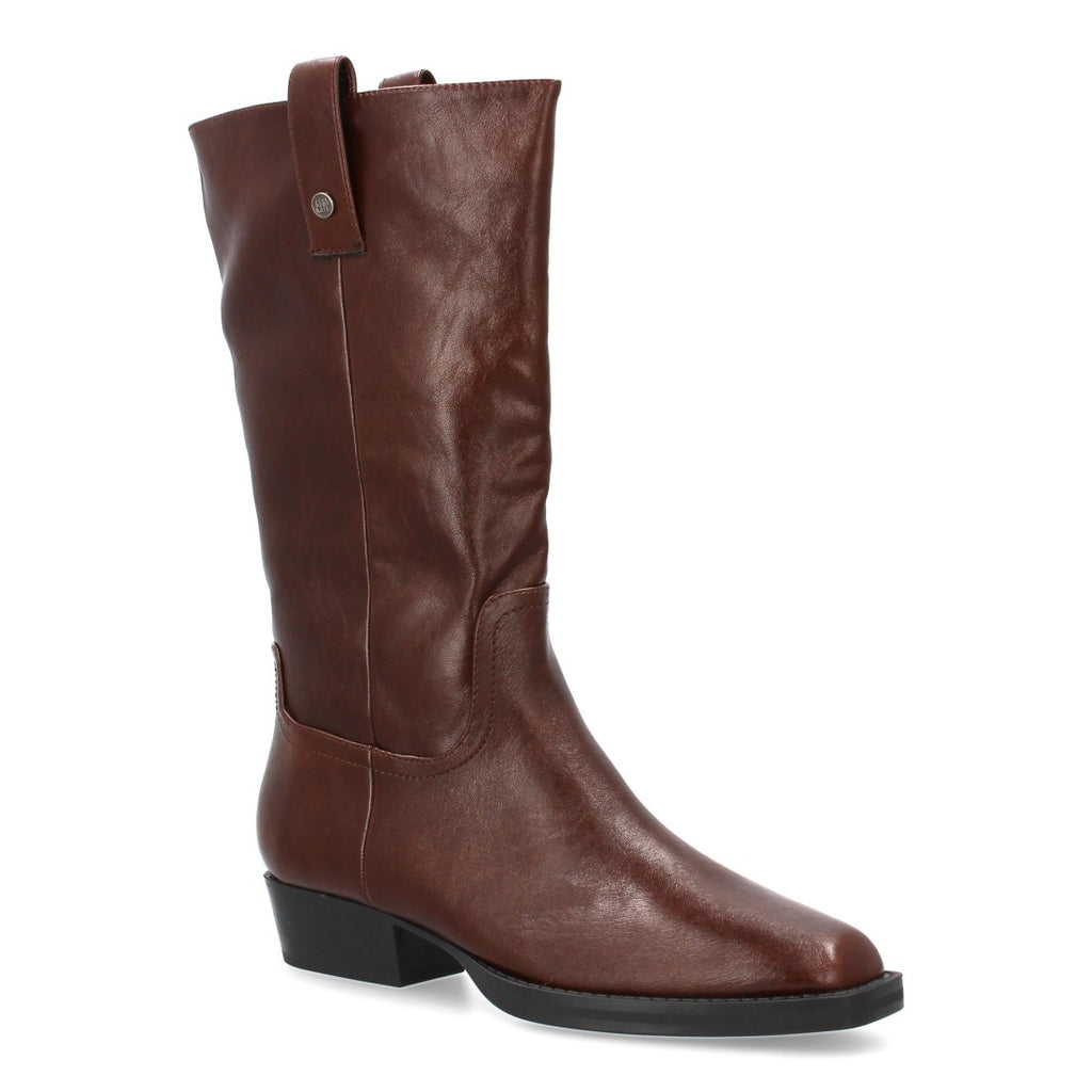 Elegante braune hohe Stiefel mit Absatz