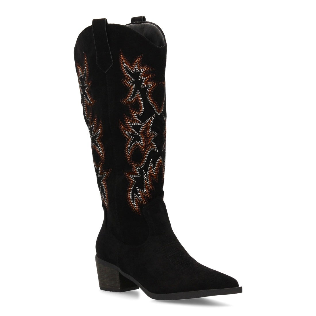 Botas Cowboy con Caña Alta y Bordado - Negro