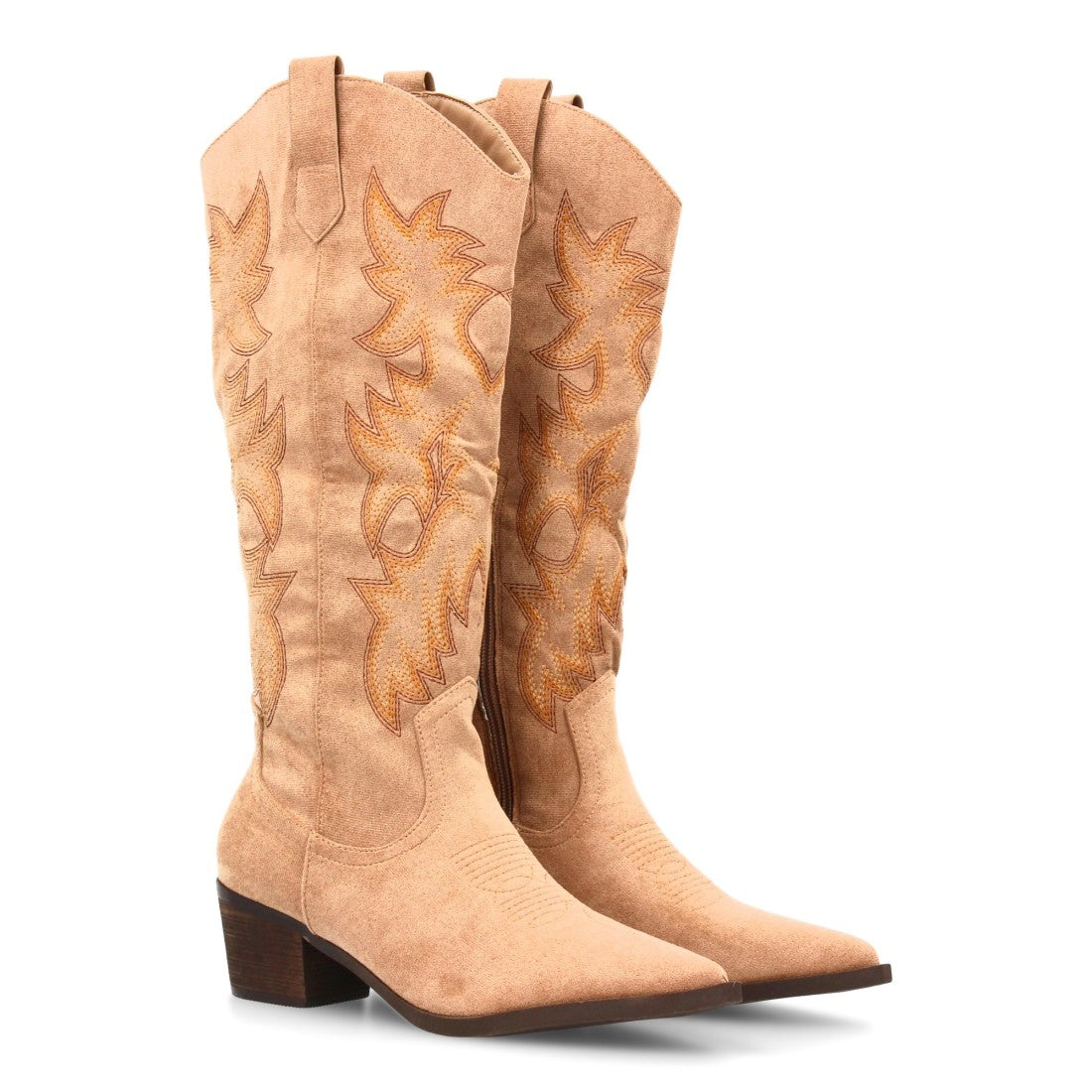 Botas Cowboy con Caña Alta y Bordado - Kaki