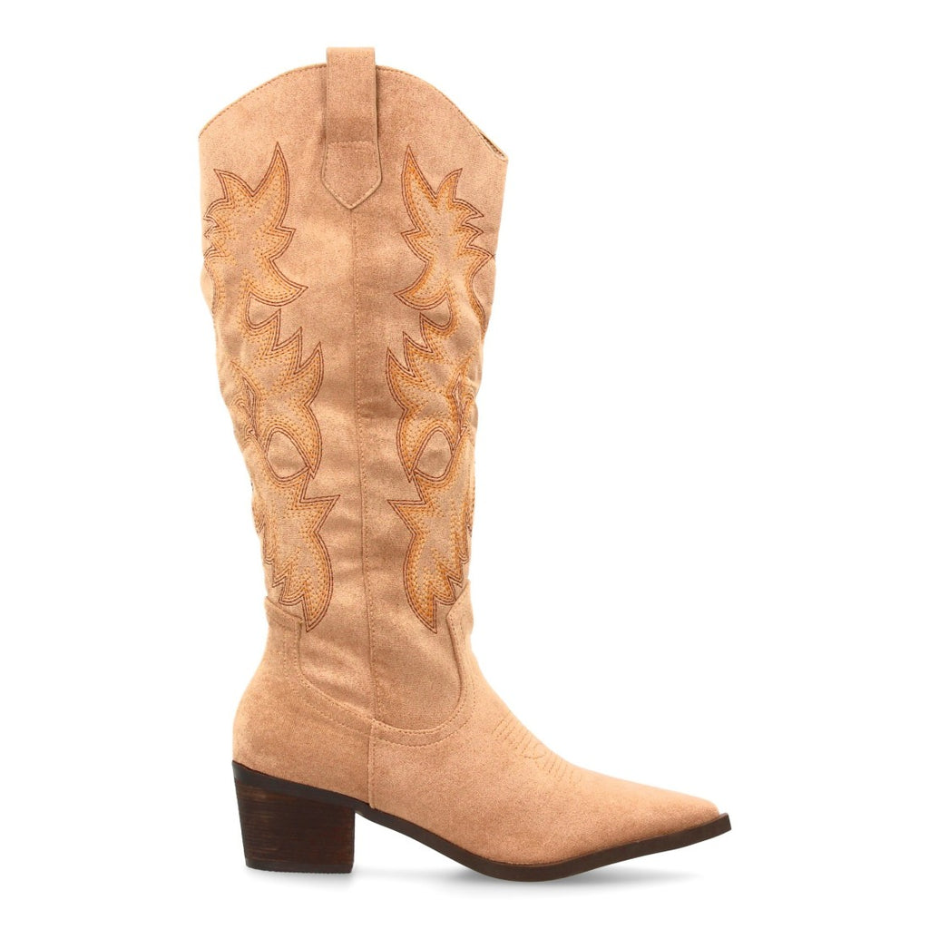 Botas Cowboy con Caña Alta y Bordado - Kaki