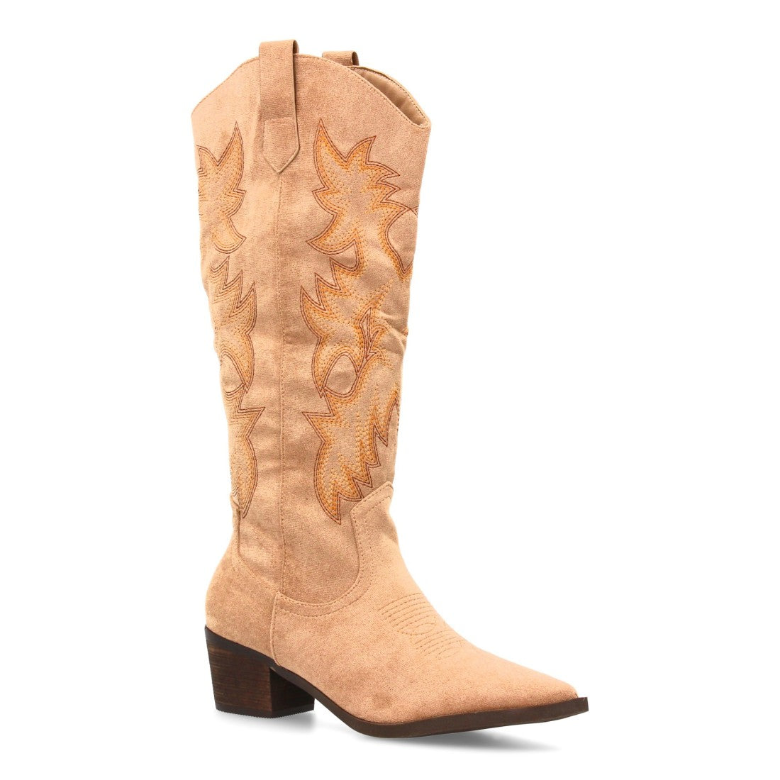 Botas Cowboy con Caña Alta y Bordado - Kaki