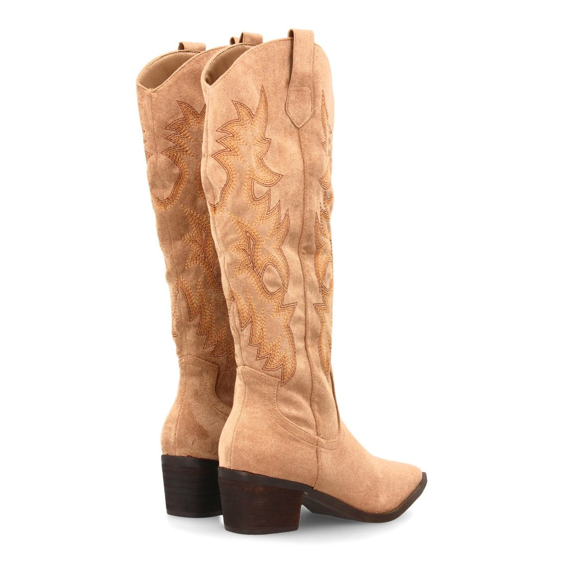 Botas Cowboy con Caña Alta y Bordado - Kaki