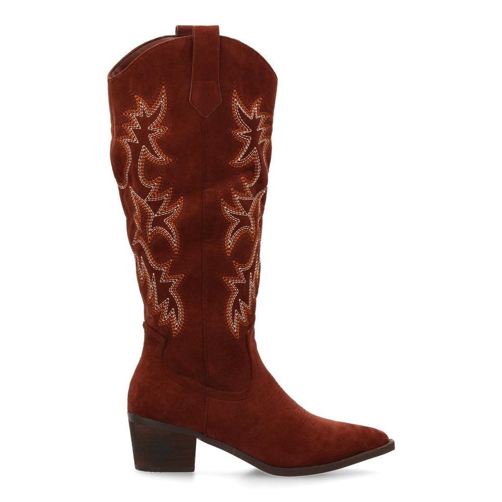 Botas Cowboy con Caña Alta y Bordado - Marrón