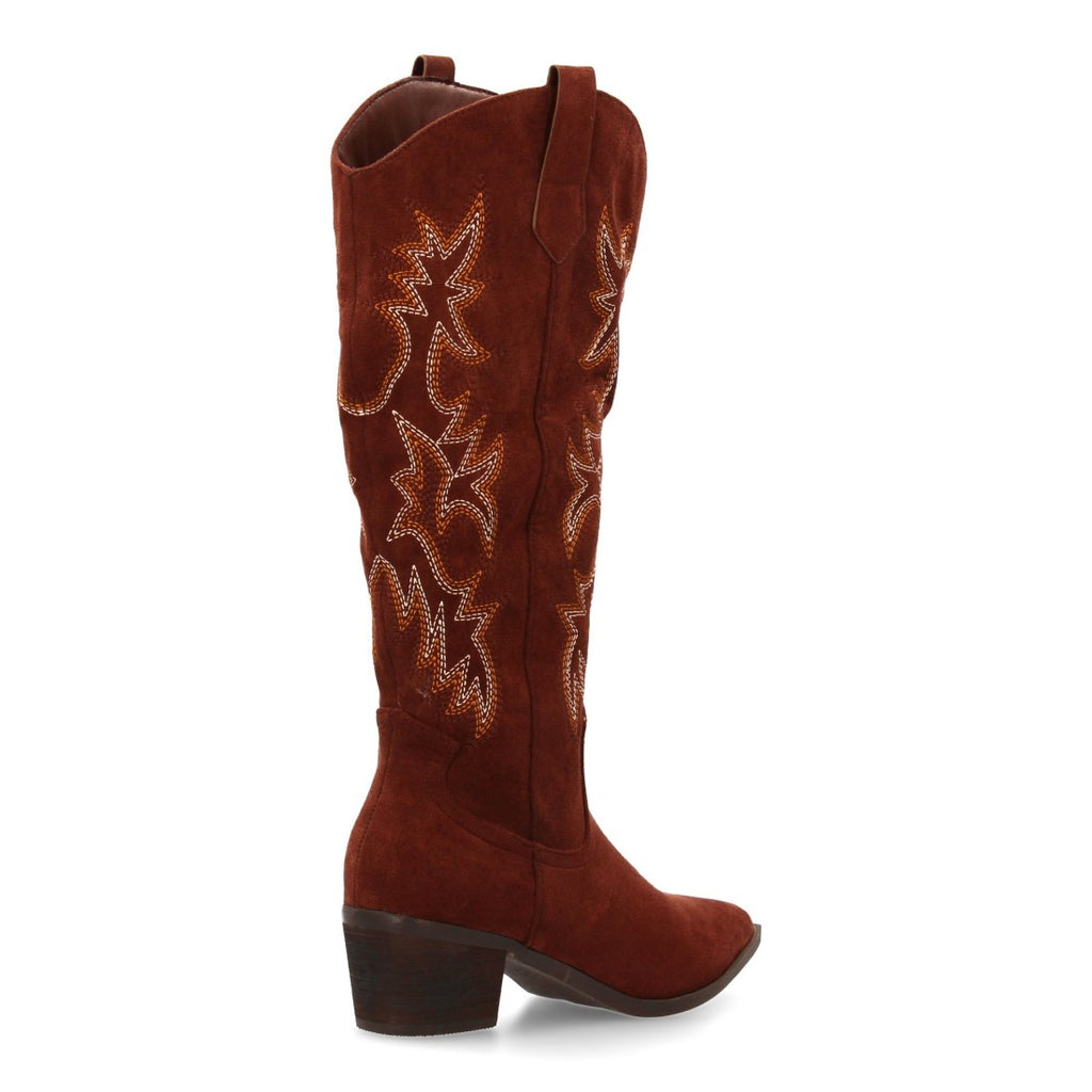 Botas Cowboy con Caña Alta y Bordado - Marrón