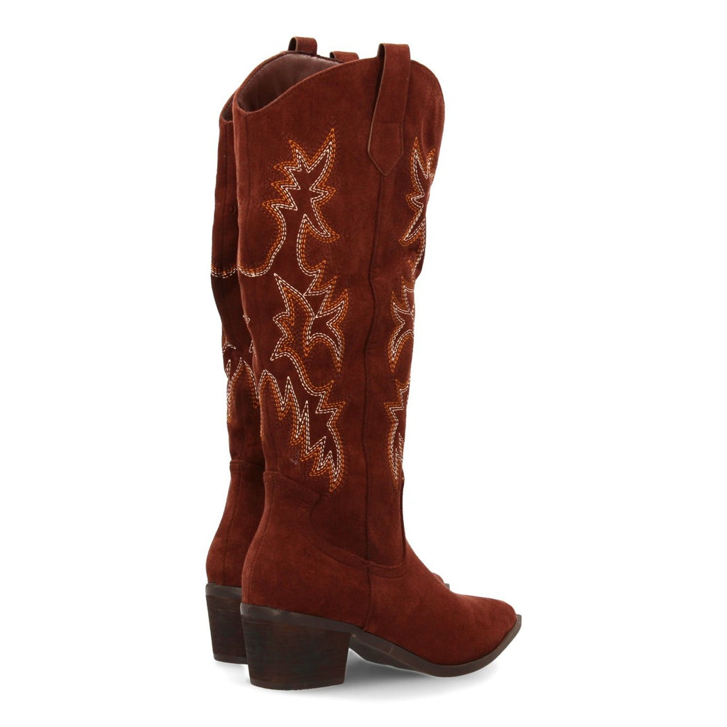 Botas Cowboy con Caña Alta y Bordado - Marrón