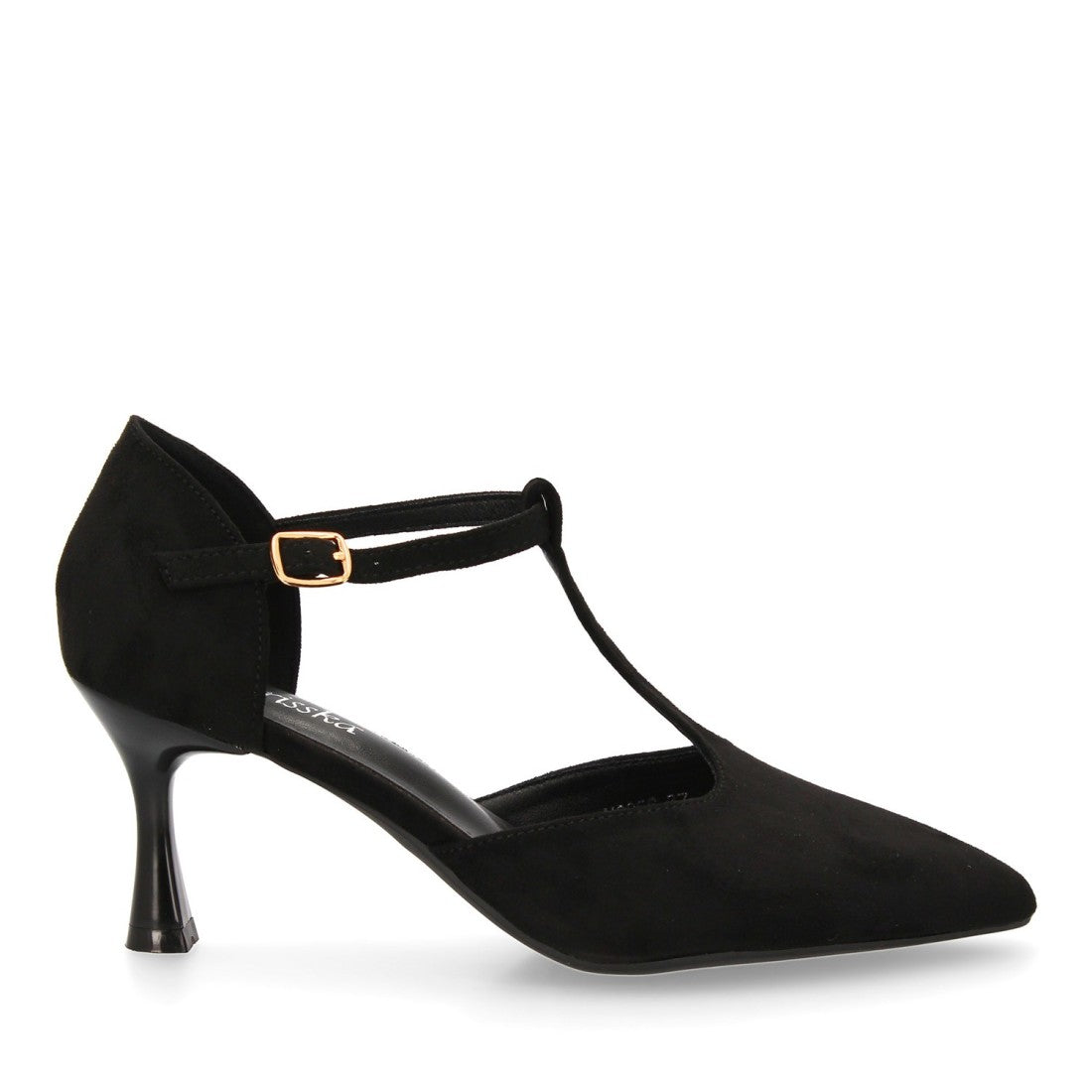 Zapatos Negros Mujer Tacón Medio Tira T Salón Elegantes