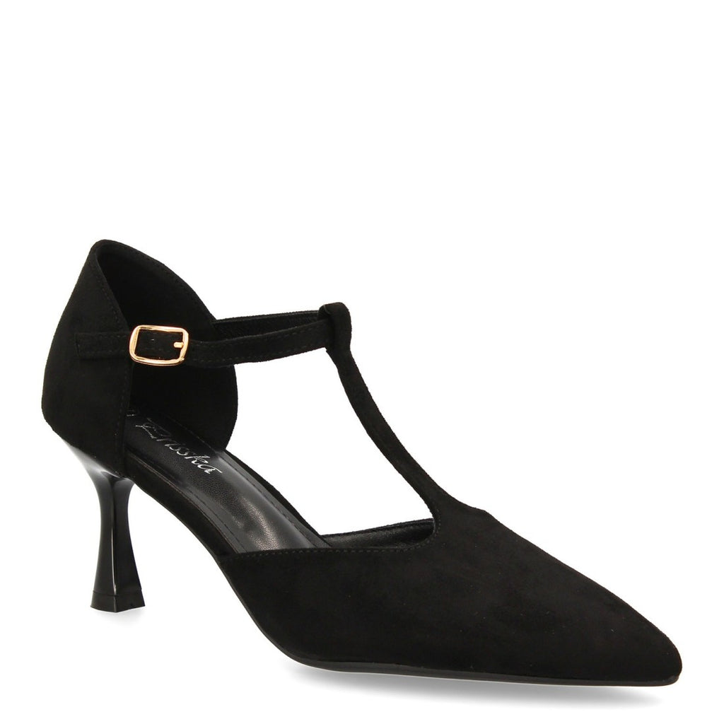 Zapatos Negros Mujer Tacón Medio Tira T Salón Elegantes