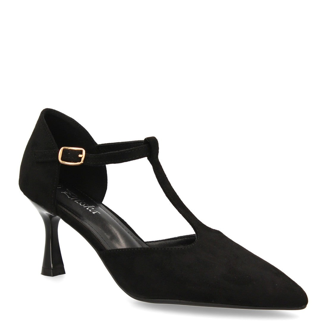 Zapatos Negros Mujer Tacón Medio Tira T Salón Elegantes