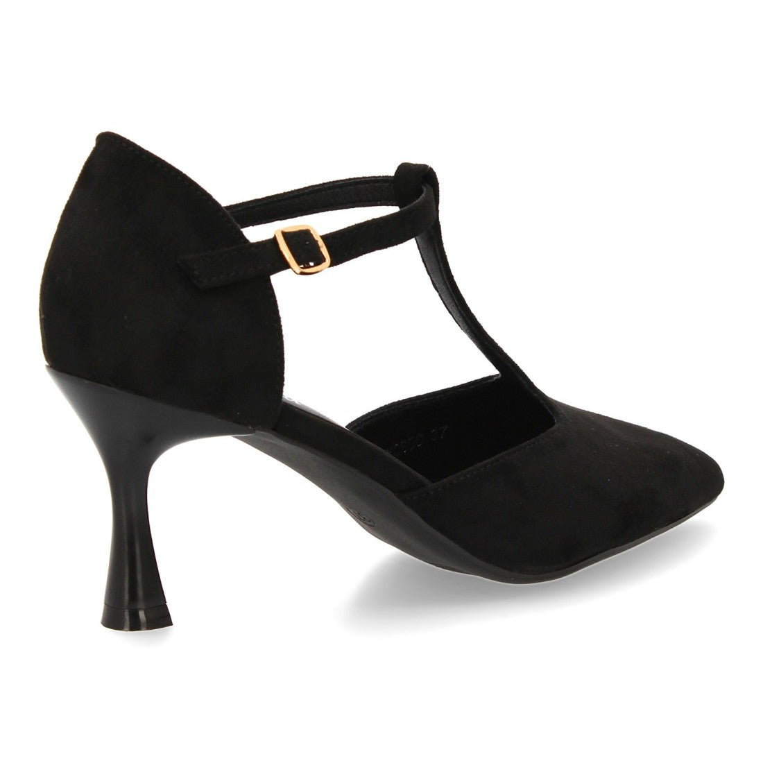Zapatos Negros Mujer Tacón Medio Tira T Salón Elegantes