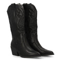 Botas Cowboy Altas con Bordado y Caña Alta - Negro