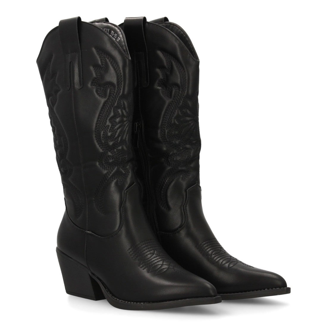 Botas Cowboy Altas con Bordado y Caña Alta - Negro