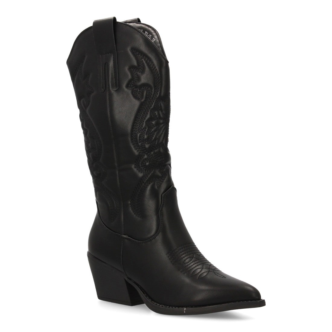 Botas Cowboy Altas con Bordado y Caña Alta - Negro