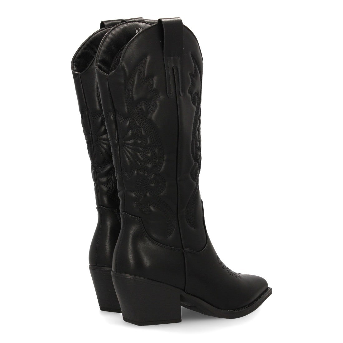 Botas Cowboy Altas con Bordado y Caña Alta - Negro