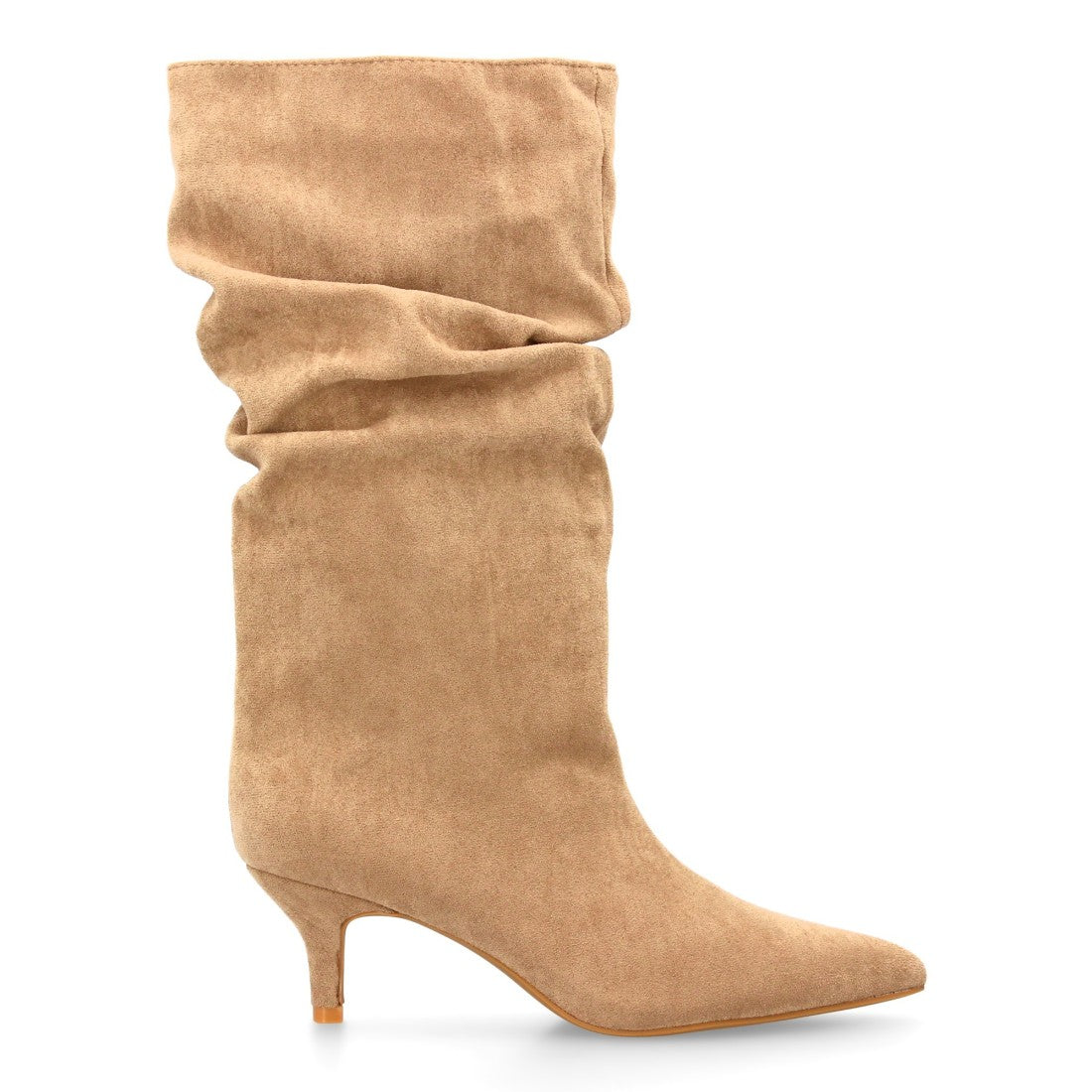 Hohe Stiefel Khaki Knitter-Effekt Stiletto-Absatz