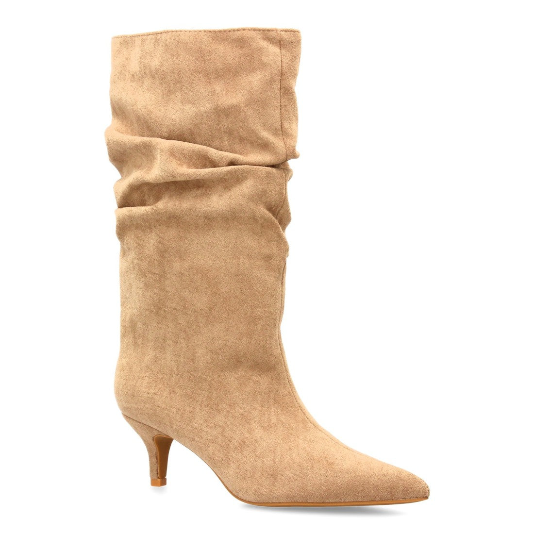 Hohe Stiefel Khaki Knitter-Effekt Stiletto-Absatz