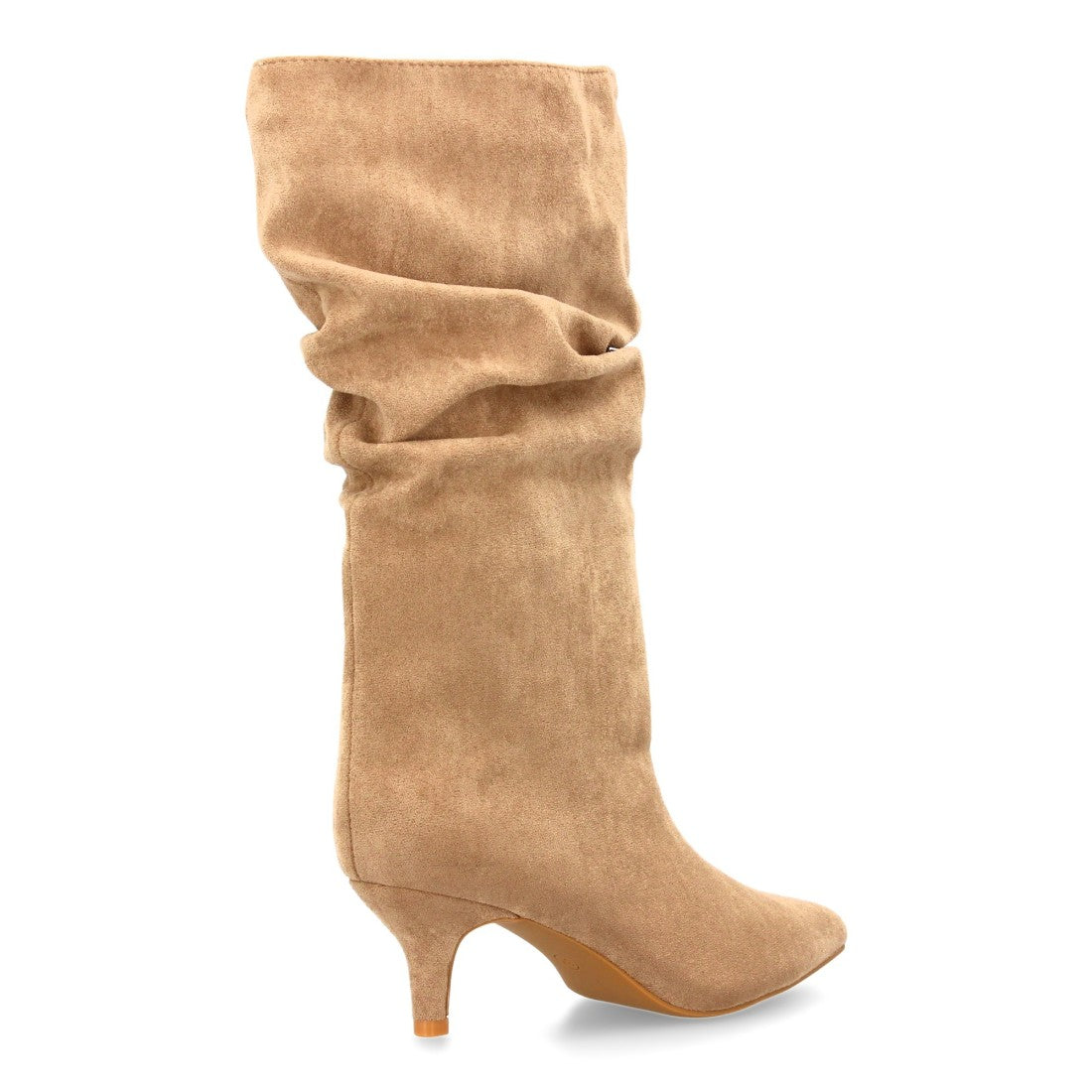 Hohe Stiefel Khaki Knitter-Effekt Stiletto-Absatz