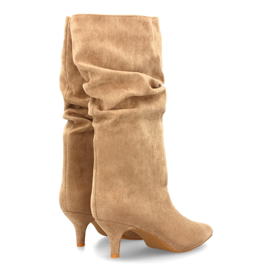 Hohe Stiefel Khaki Knitter-Effekt Stiletto-Absatz