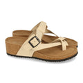 Sandalias Beige Mujer Cuña Esclava Piso Bio Planta Anatómica