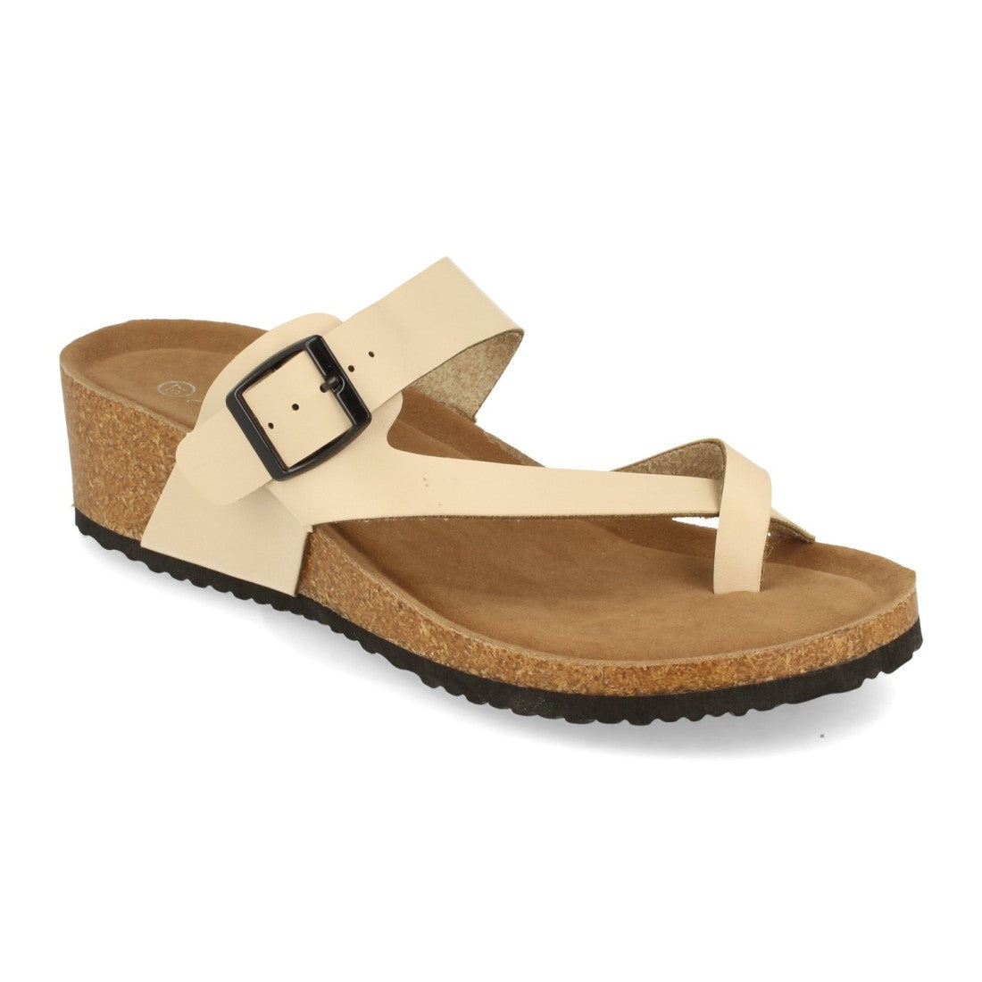 Sandalias Beige Mujer Cuña Esclava Piso Bio Planta Anatómica