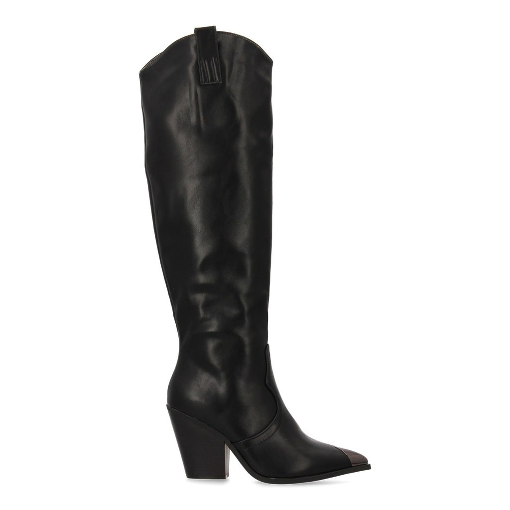 Elegante schwarze Stiefel mit hohem Absatz