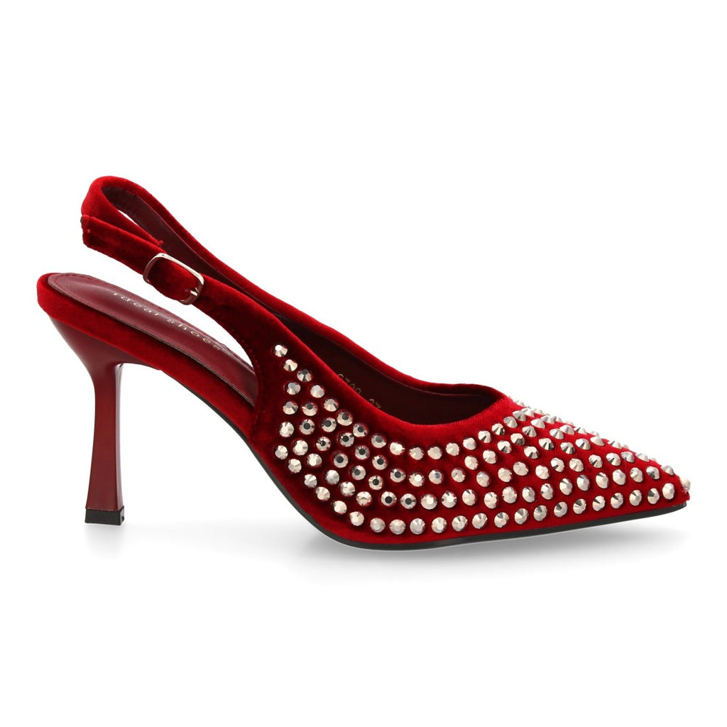 Zapatos de Tacón Burdeos Mujer