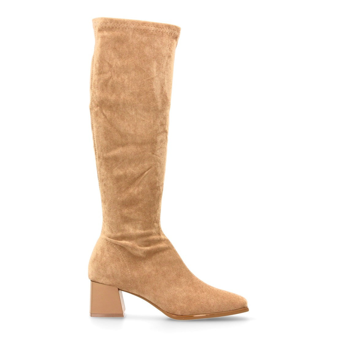 Elegante hohe Stiefel in Khaki mit Absatz