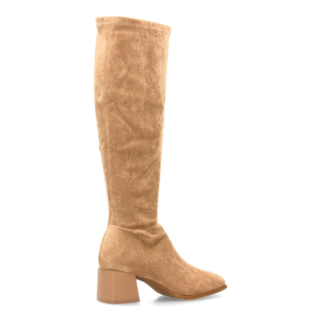 Elegante hohe Stiefel in Khaki mit Absatz