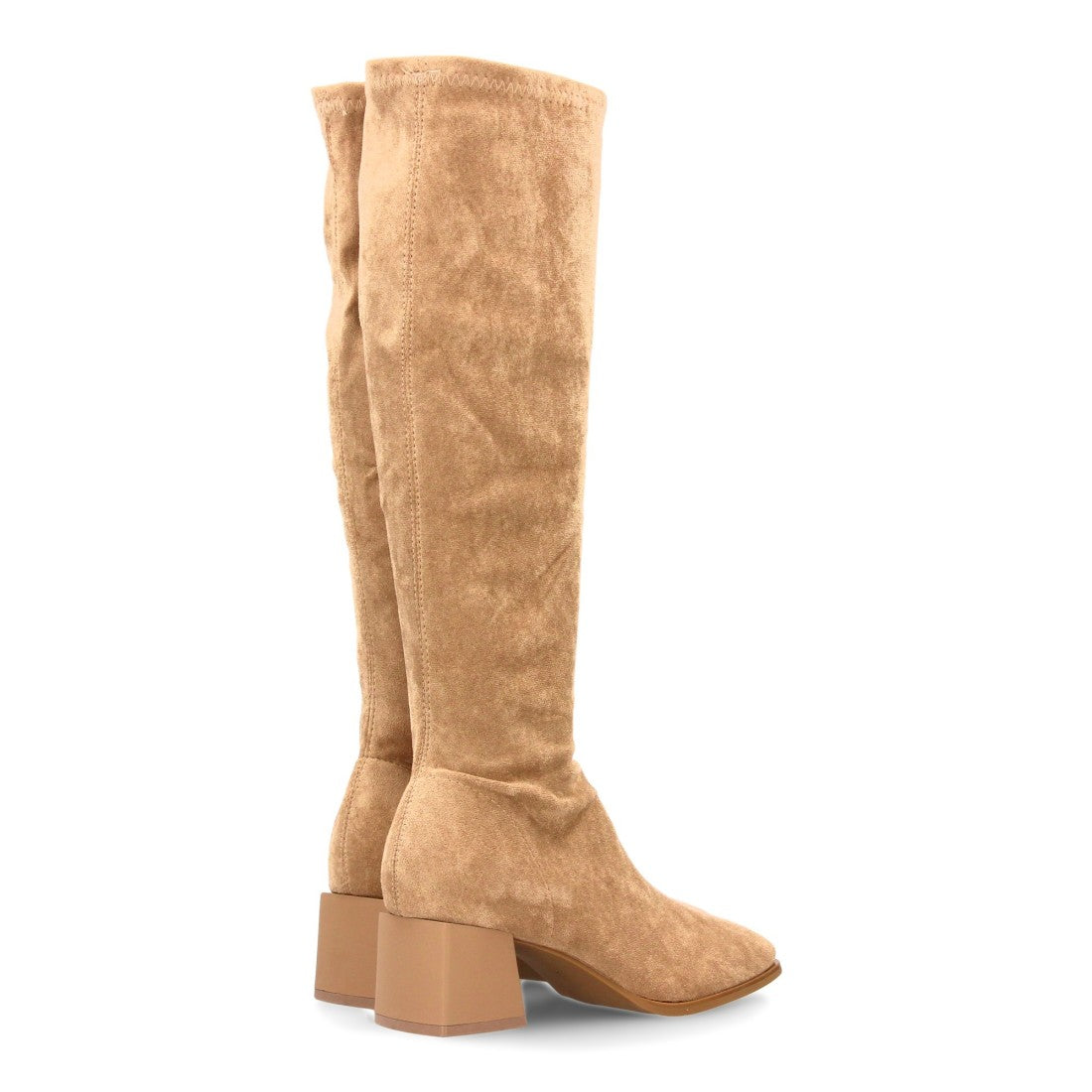 Elegante hohe Stiefel in Khaki mit Absatz