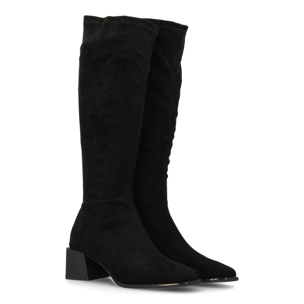 Elegante schwarze Overknee-Stiefel mit Absatz