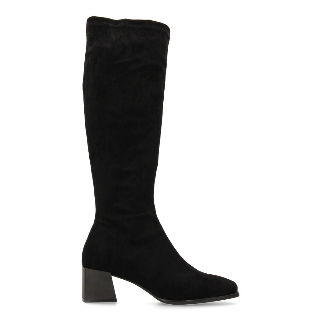 Elegante schwarze Overknee-Stiefel mit Absatz