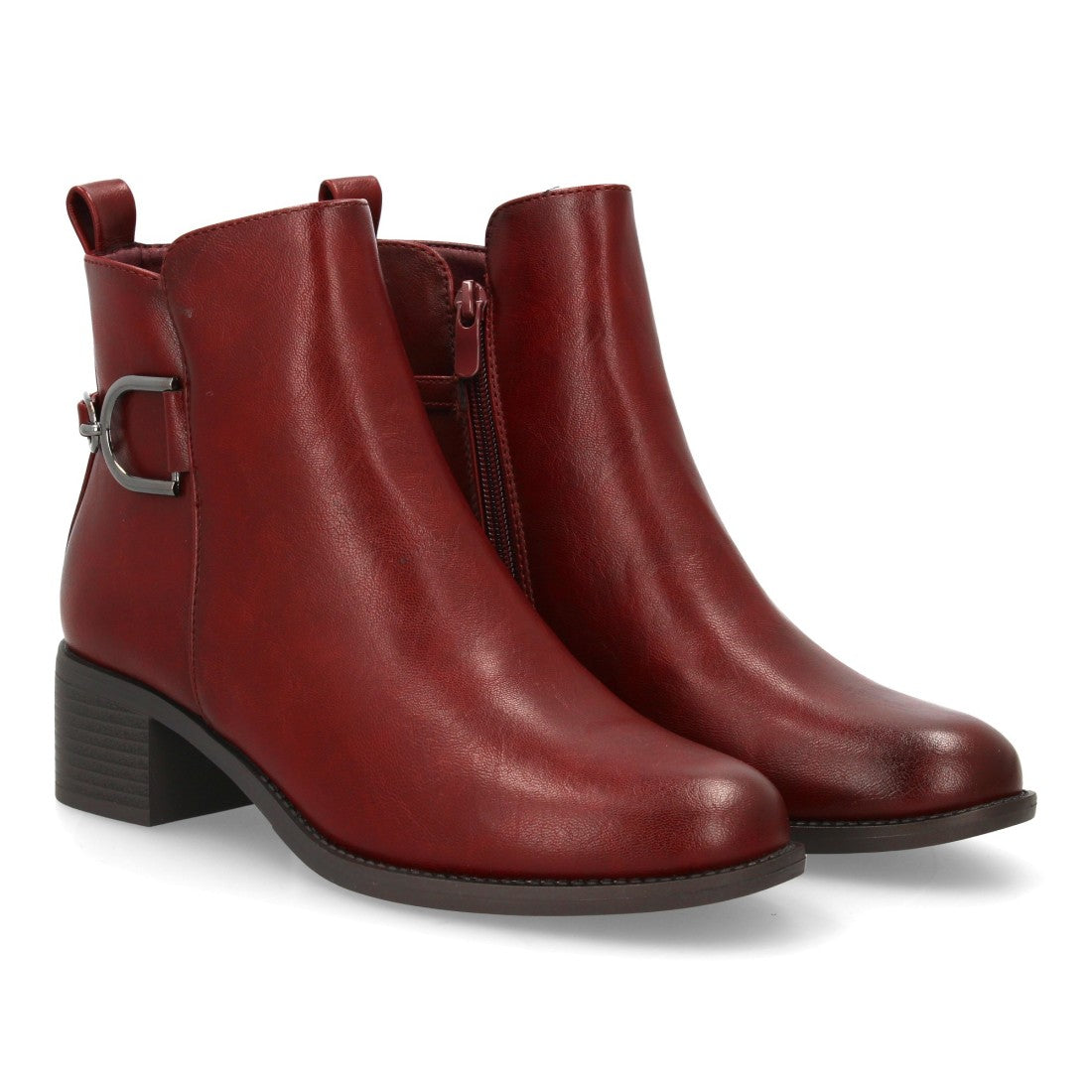 Botines Elegantes Burdeos con Detalles Distintivos