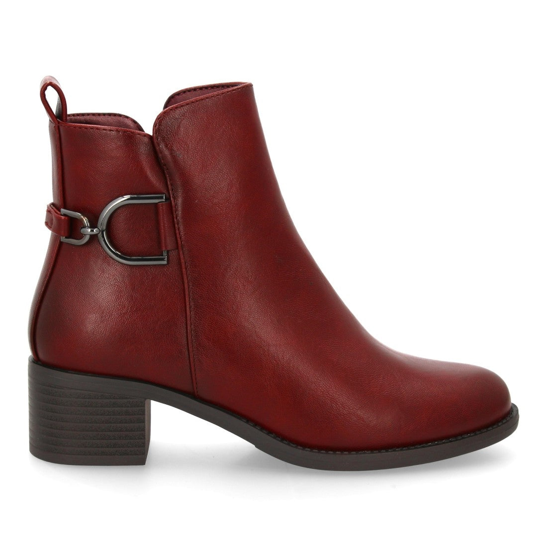 Botines Elegantes Burdeos con Detalles Distintivos
