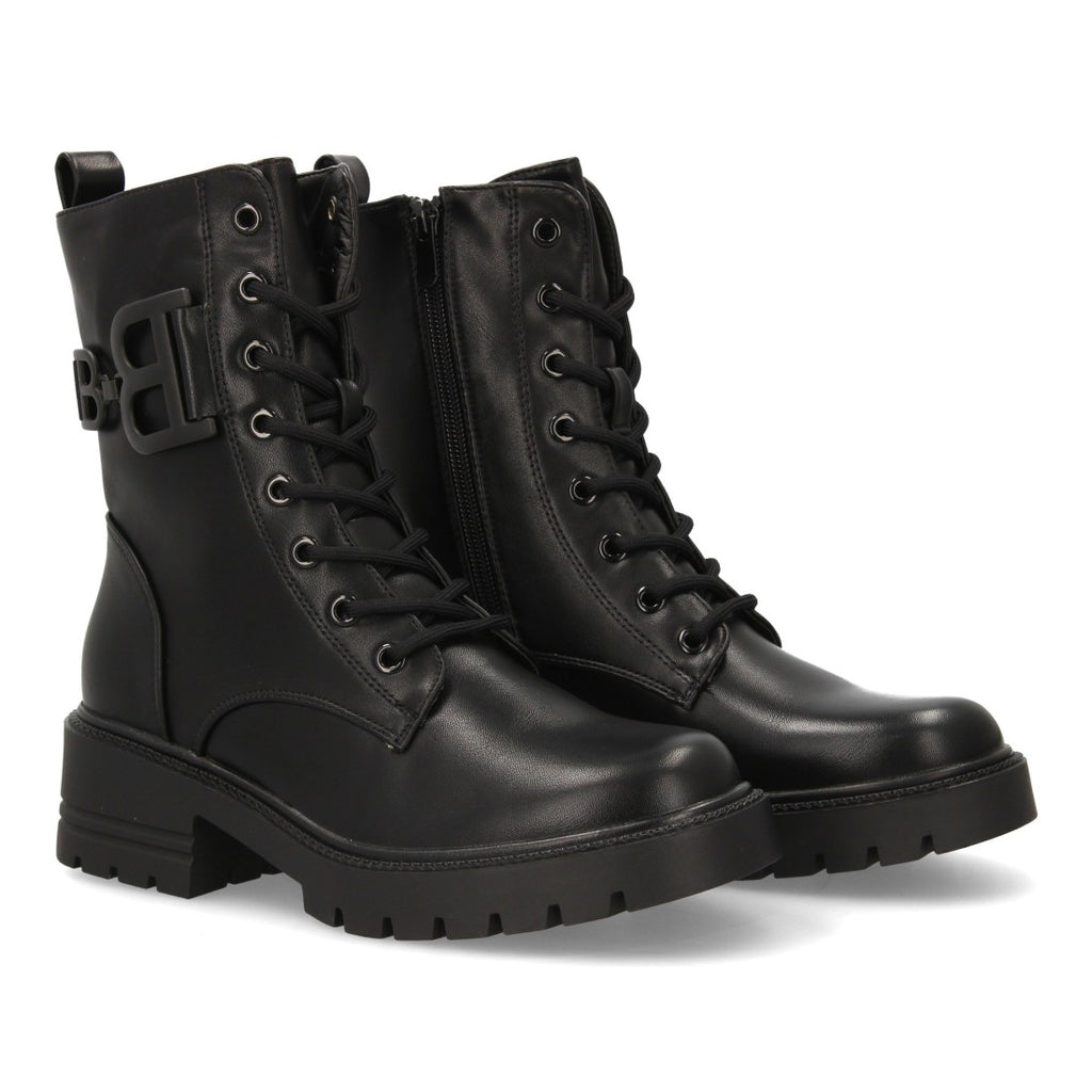 Schwarze Militärstiefel Schnürung Profilsohle