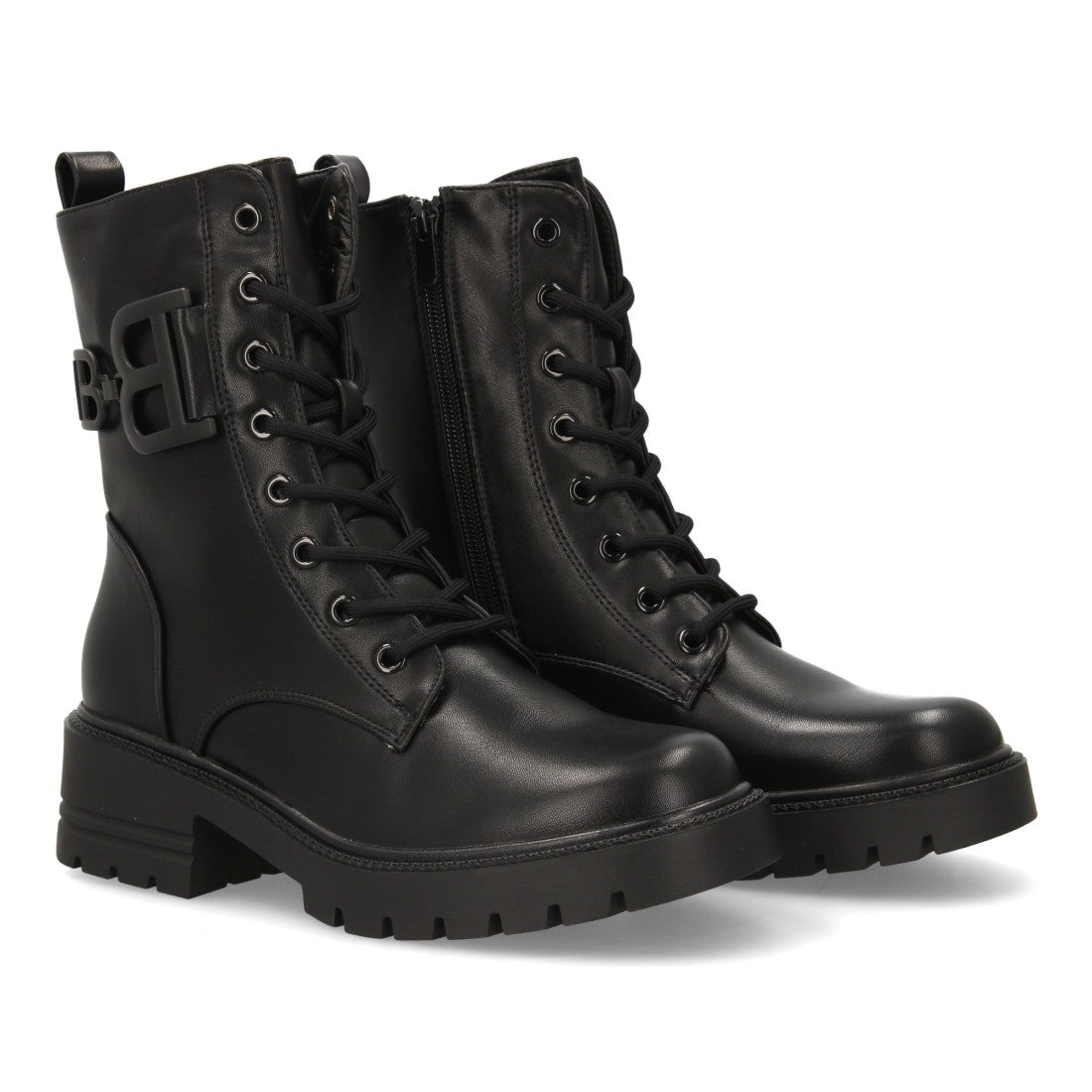 Schwarze Militärstiefel Schnürung Profilsohle