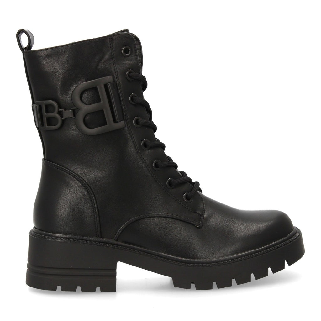 Schwarze Militärstiefel Schnürung Profilsohle