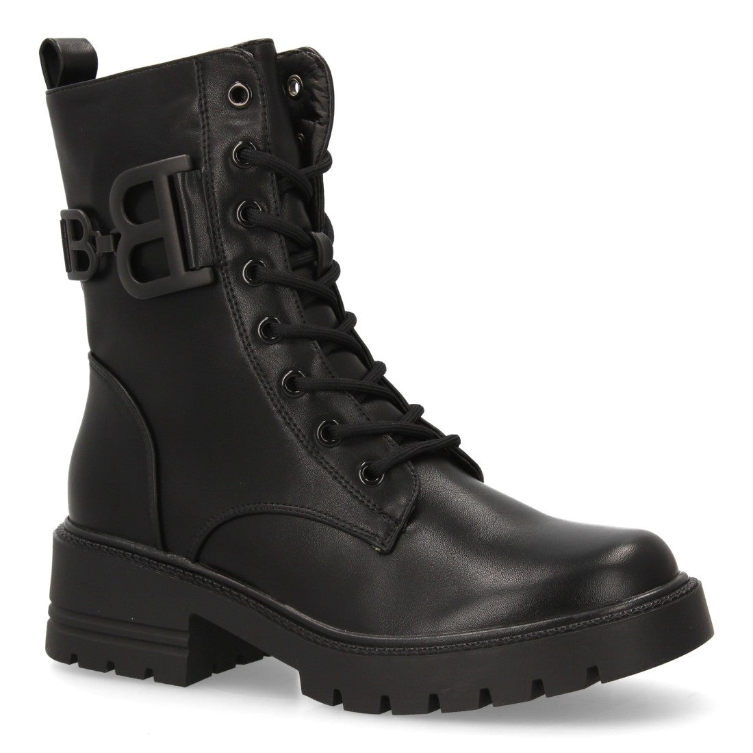 Schwarze Militärstiefel Schnürung Profilsohle