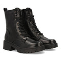 Schwarze Militärstiefel mit Schnürsenkeln und dicker Sohle