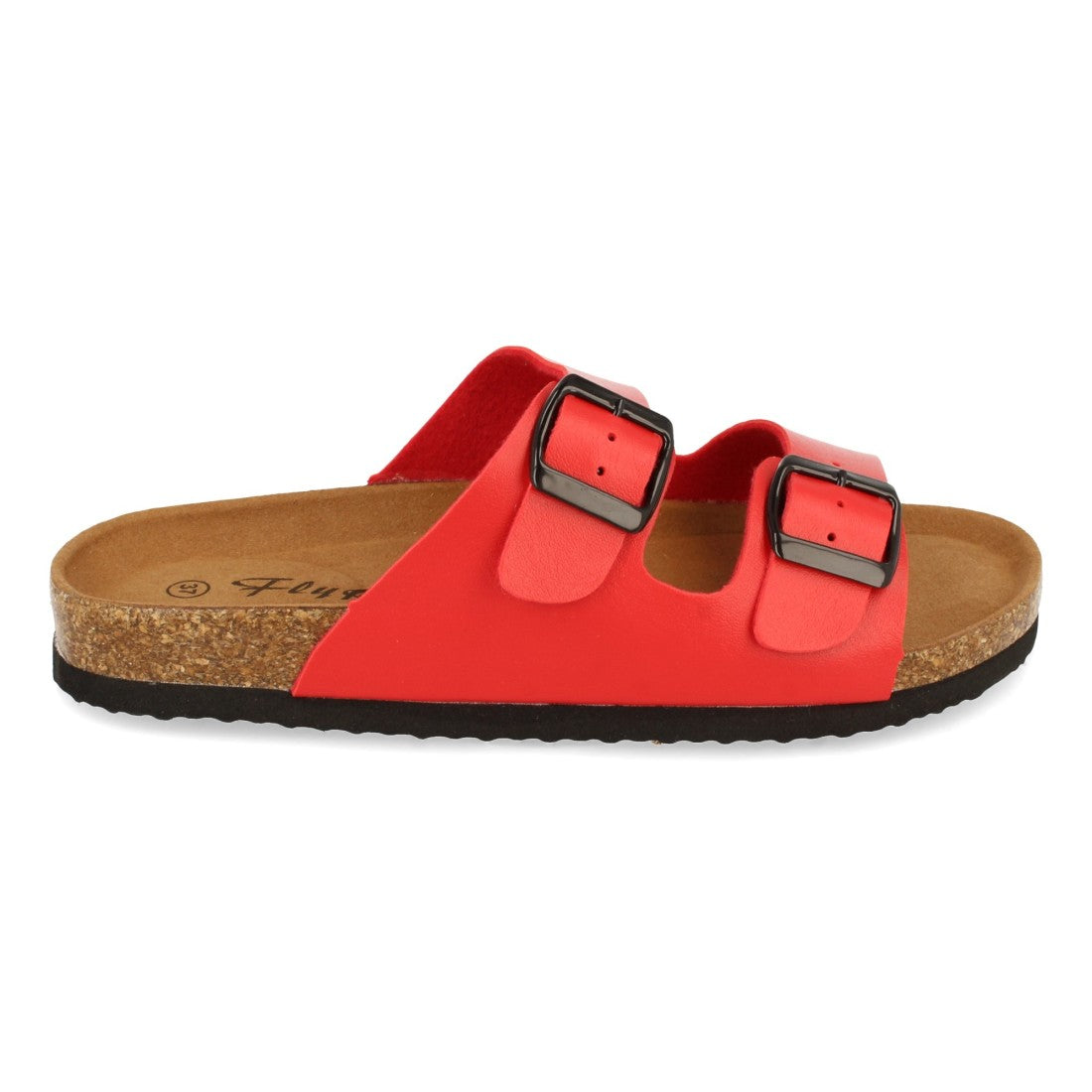 Sandalias Rojas Mujer Planas Hebillas Decorativas Plantilla Anatómica Cómodas