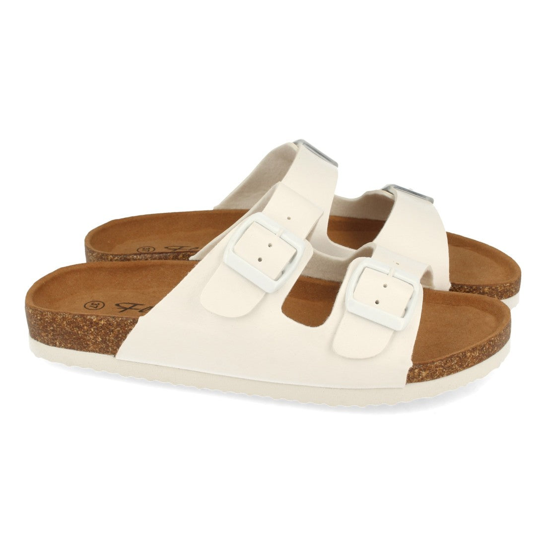 Sandalias Blancas Mujer Planas Hebillas Decorativas Plantilla Anatómica Cómodas