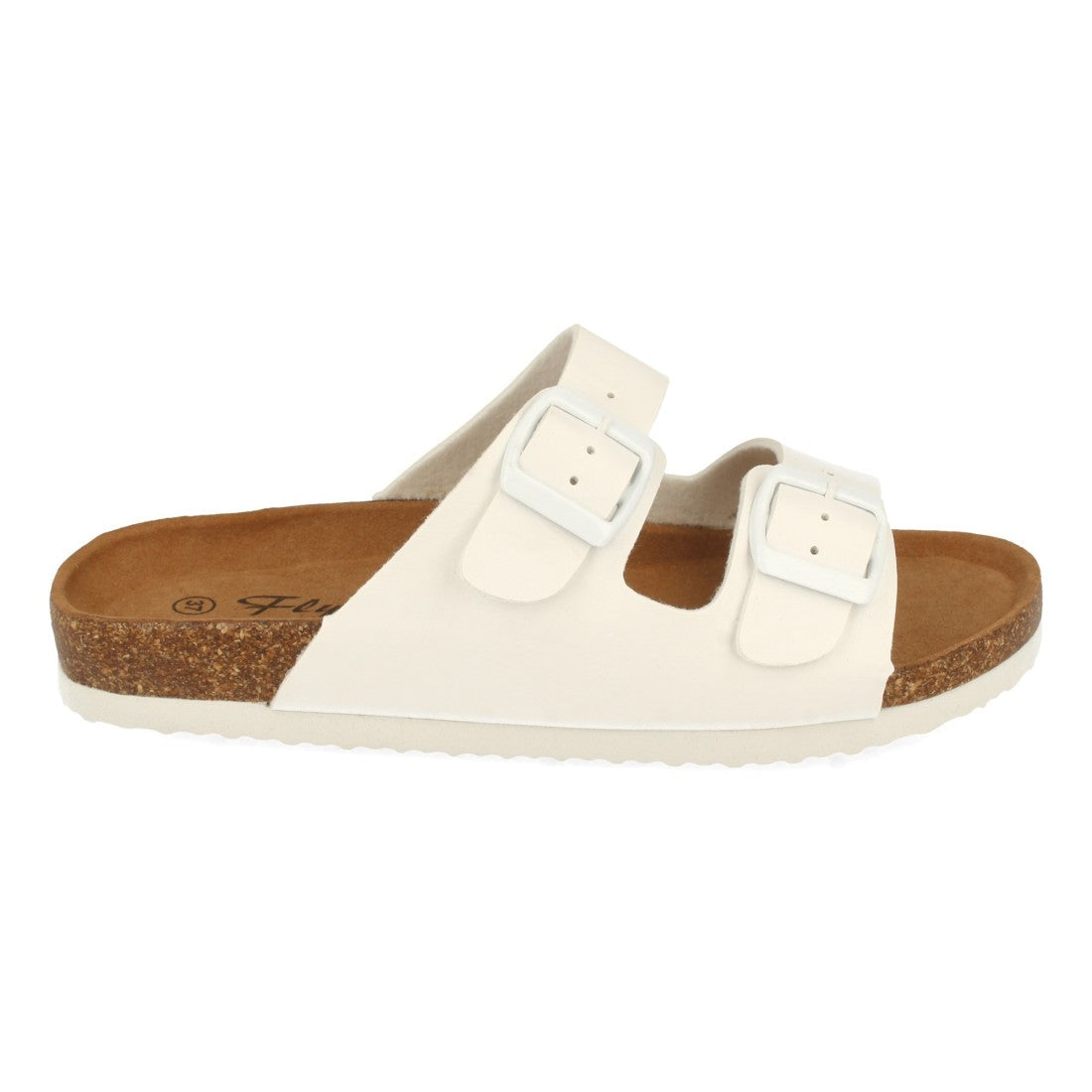 Sandalias Blancas Mujer Planas Hebillas Decorativas Plantilla Anatómica Cómodas