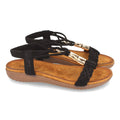 Sandalias Negras Mujer Planas Pala Trenzada T Cómodas