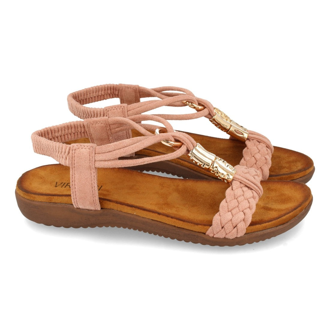Sandalias Rosas Mujer Planas Pala Trenzada T Cómodas