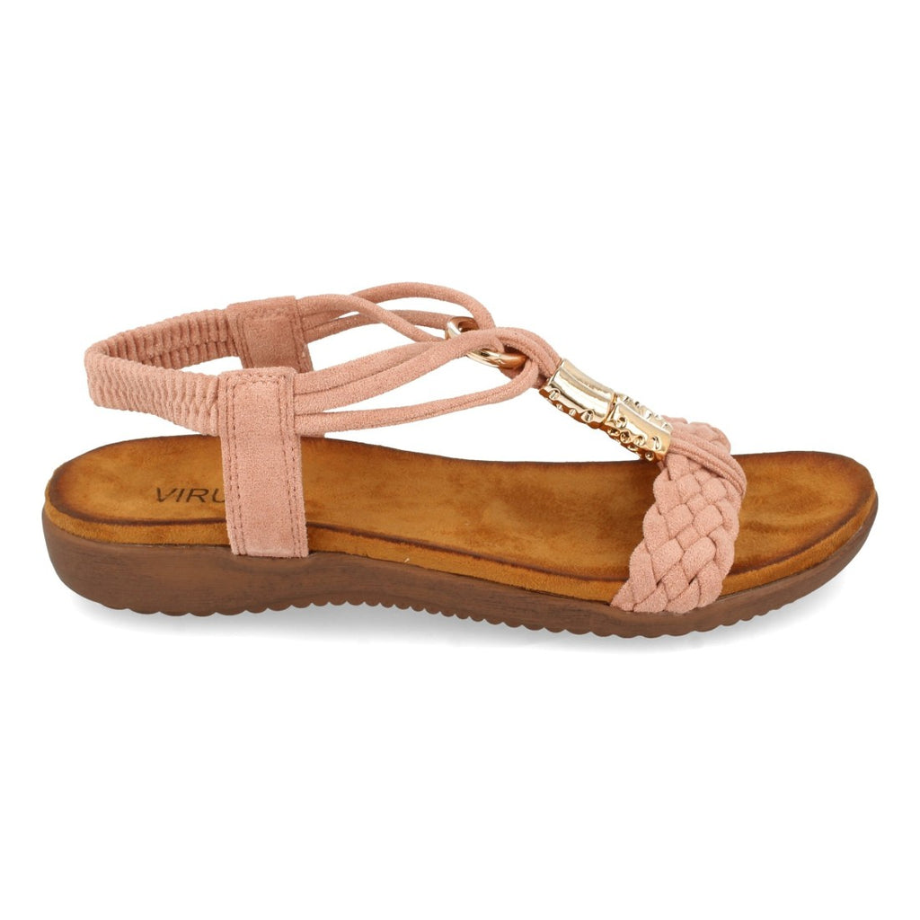 Sandalias Rosas Mujer Planas Pala Trenzada T Cómodas