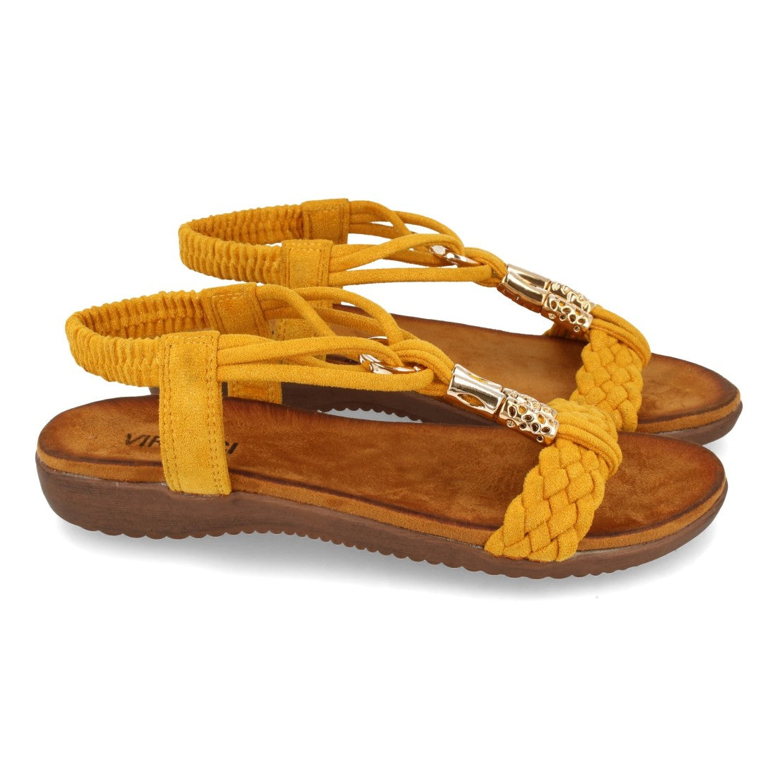Sandalias Amarillas Mujer Planas Pala Trenzada T Cómodas