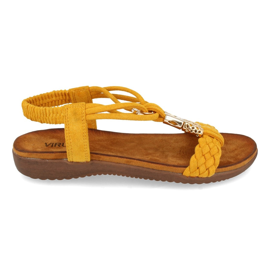 Sandalias Amarillas Mujer Planas Pala Trenzada T Cómodas