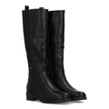 Schwarze Stiefel mit elastischem Schaft und niedrigem Absatz