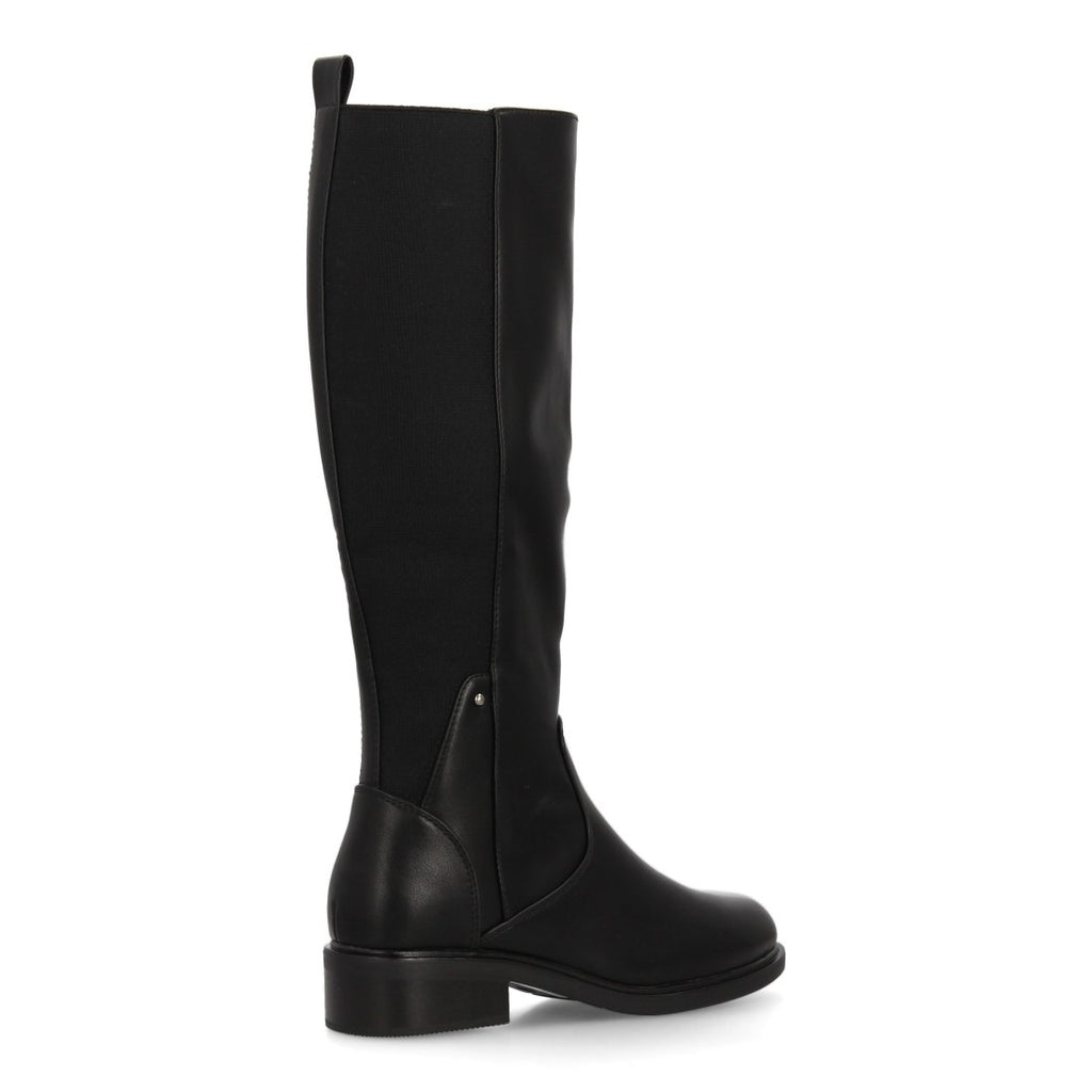 Schwarze Stiefel mit elastischem Schaft und niedrigem Absatz