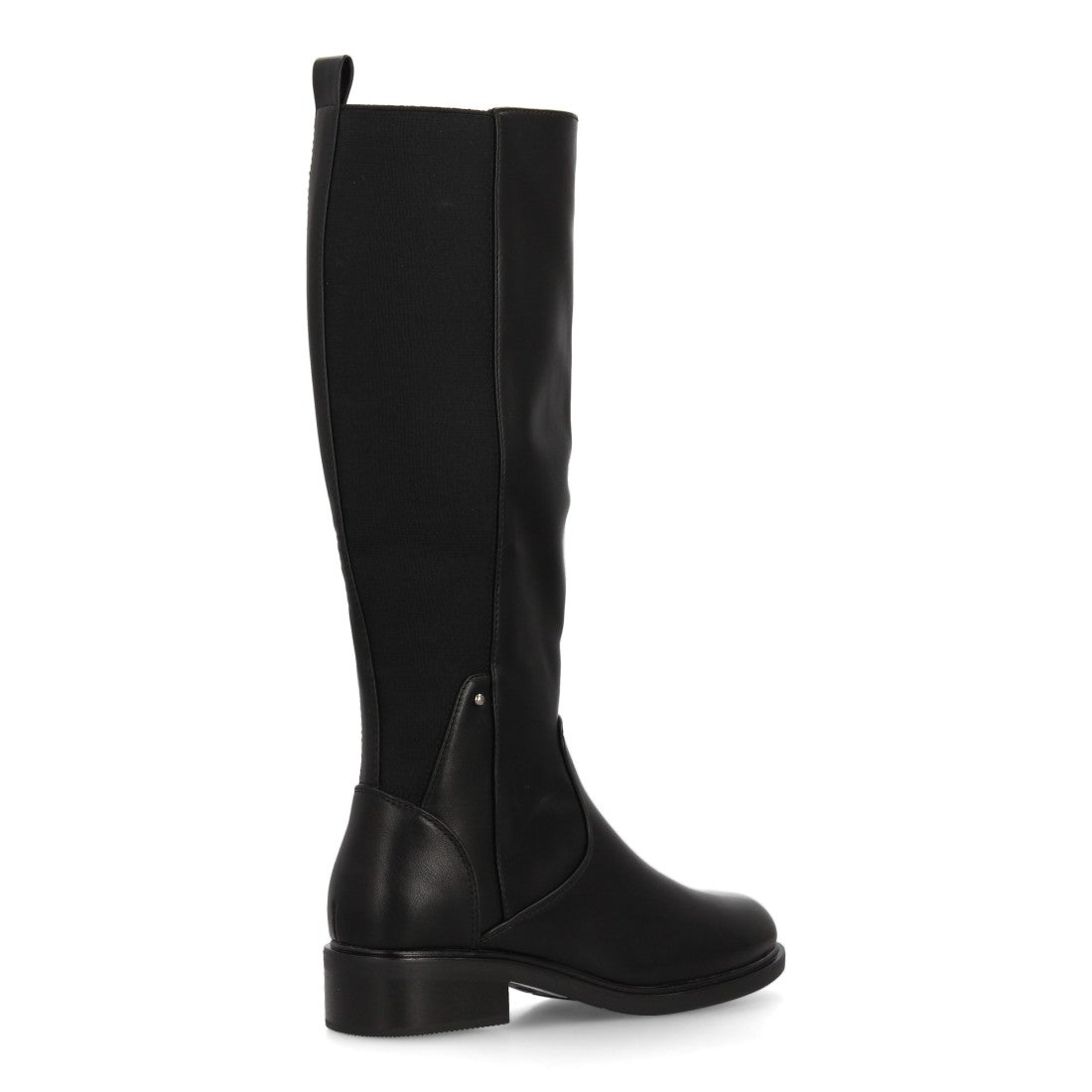 Schwarze Stiefel mit elastischem Schaft und niedrigem Absatz