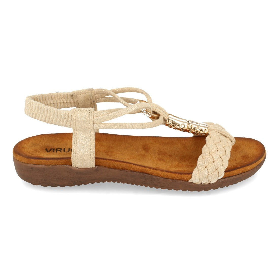 Sandalias Beige Mujer Planas Pala Trenzada T Cómodas
