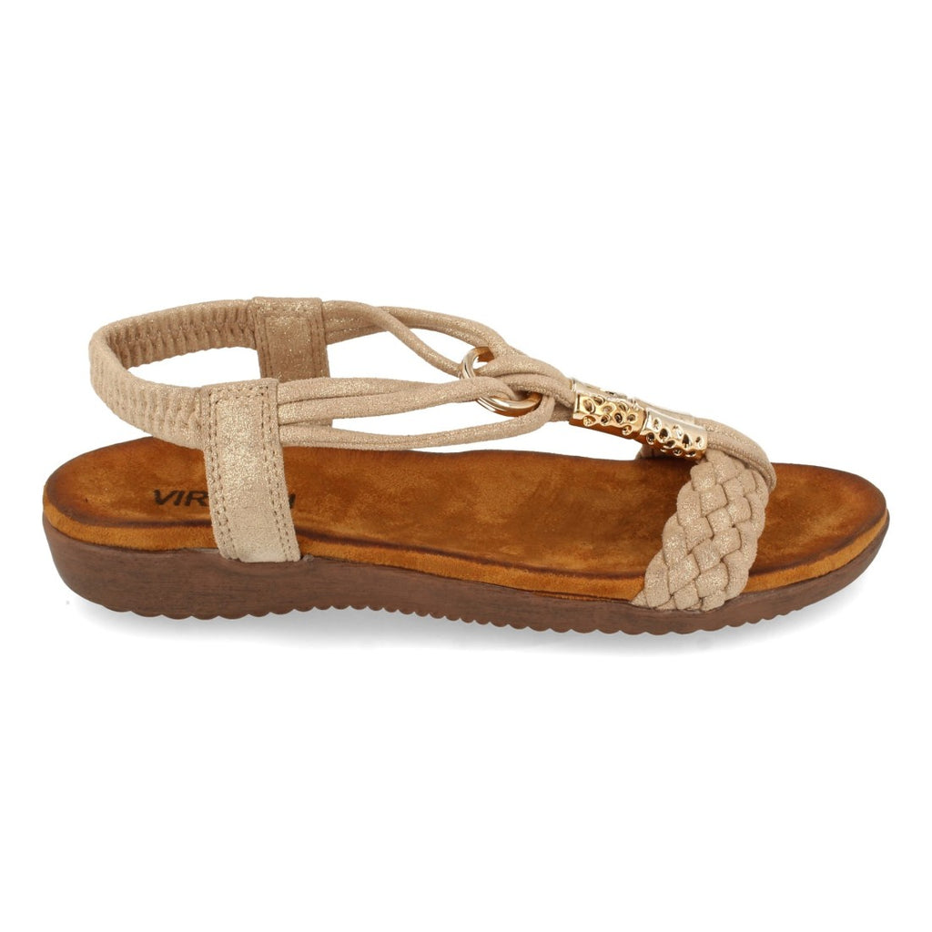 Sandalias Kaki Mujer Planas Pala Trenzada T Cómodas